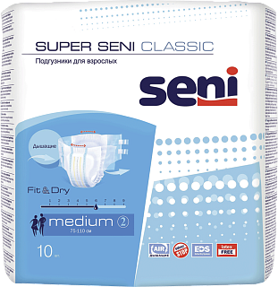 Сени Подгузники д/взр Super Seni Classic Medium N10 (БеллаДон)